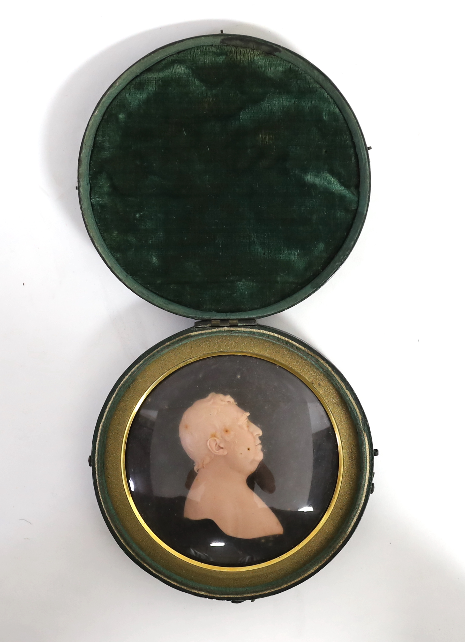 Peter Rouw (1771-1852), a wax profile of Charles James Fox, case diameter 13.5cm